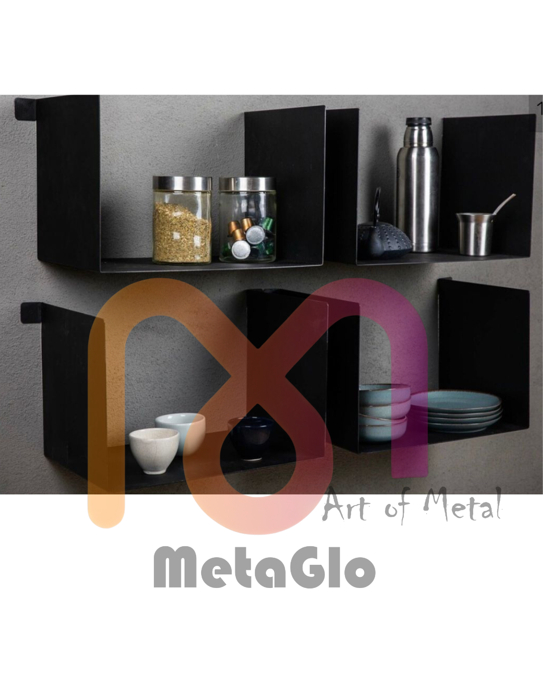 Modular Metal Wall Shelf Unit (set of 4)