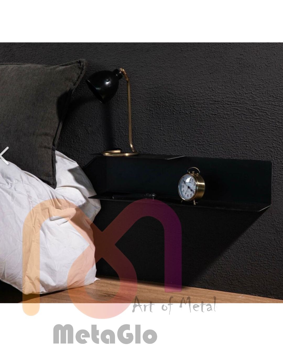Wall Mounted Metal Bedside Shelf | MetaGlo |