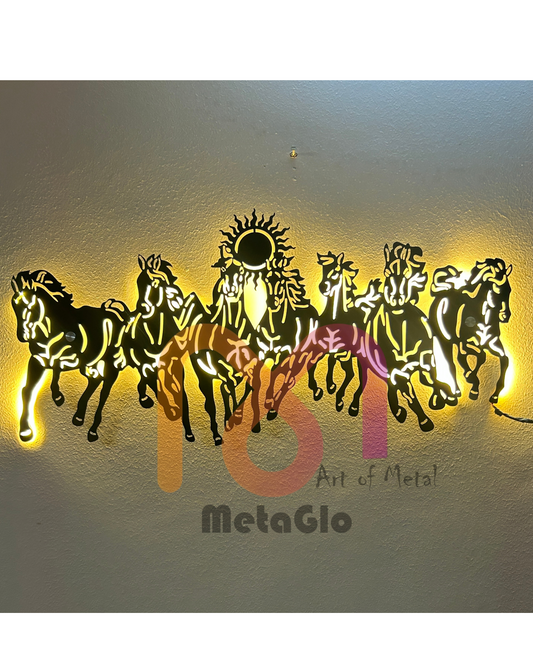 7 Horses Metal Wall Art with LED Lights – Vaastu Home Décor