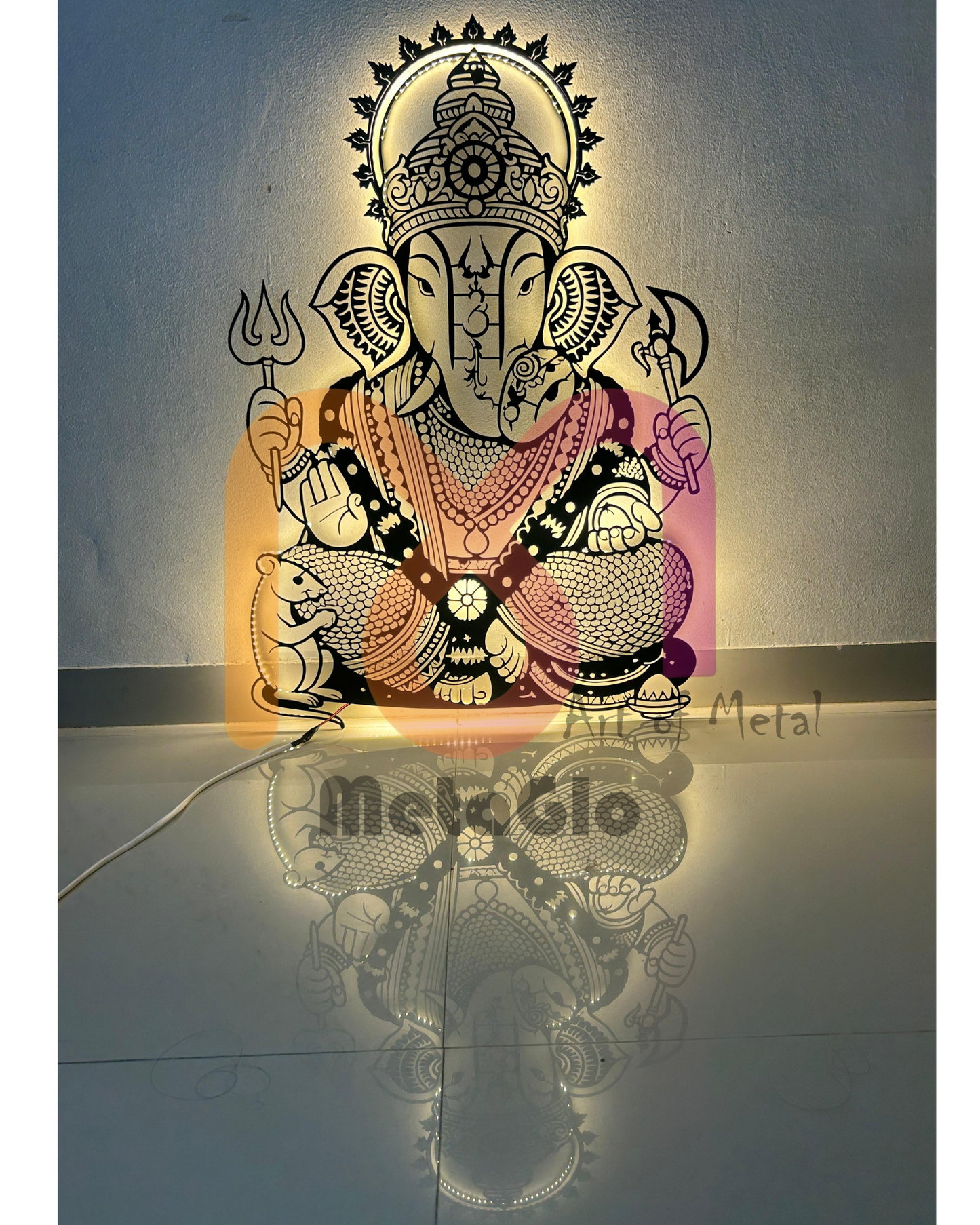 Shree Dagdusheth Ganpati LED Metal Wall Art |