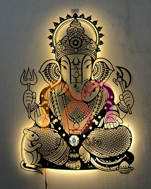 Shree Dagdusheth Ganpati LED Metal Wall Art |