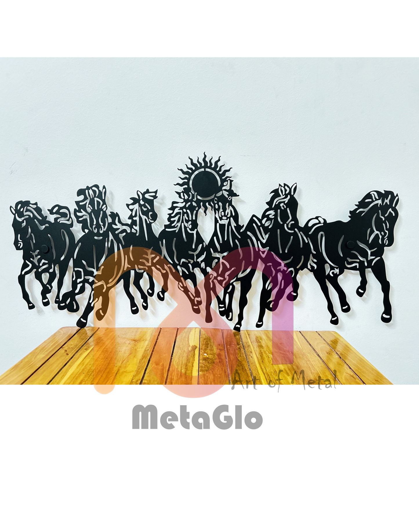 7 Horses Metal Wall Art with LED Lights – Vaastu Home Décor