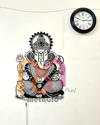 Shree Dagdusheth Ganpati LED Metal Wall Art |