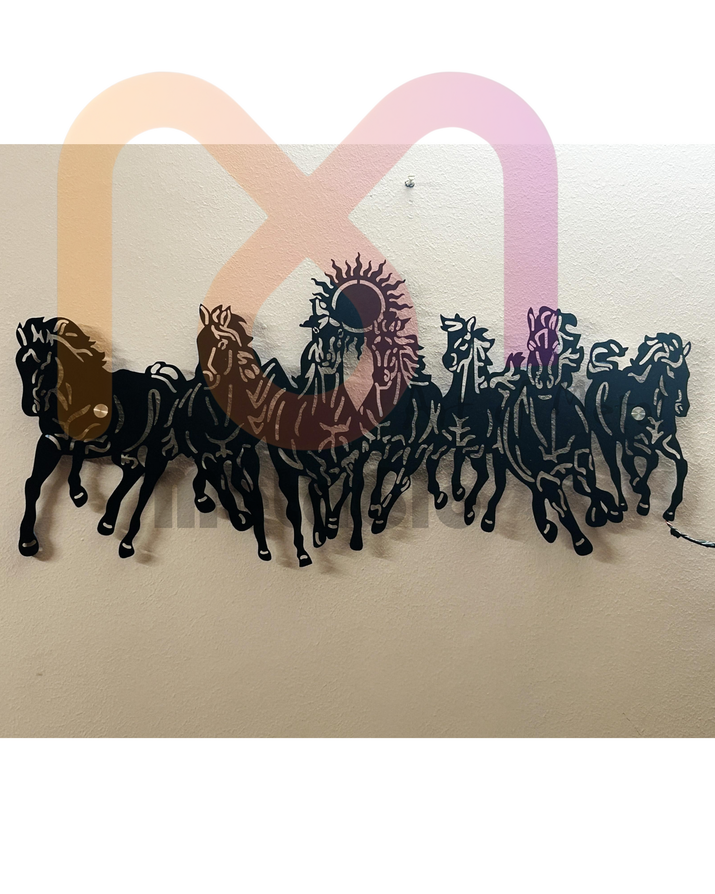 7 Horses Metal Wall Art with LED Lights – Vaastu Home Décor