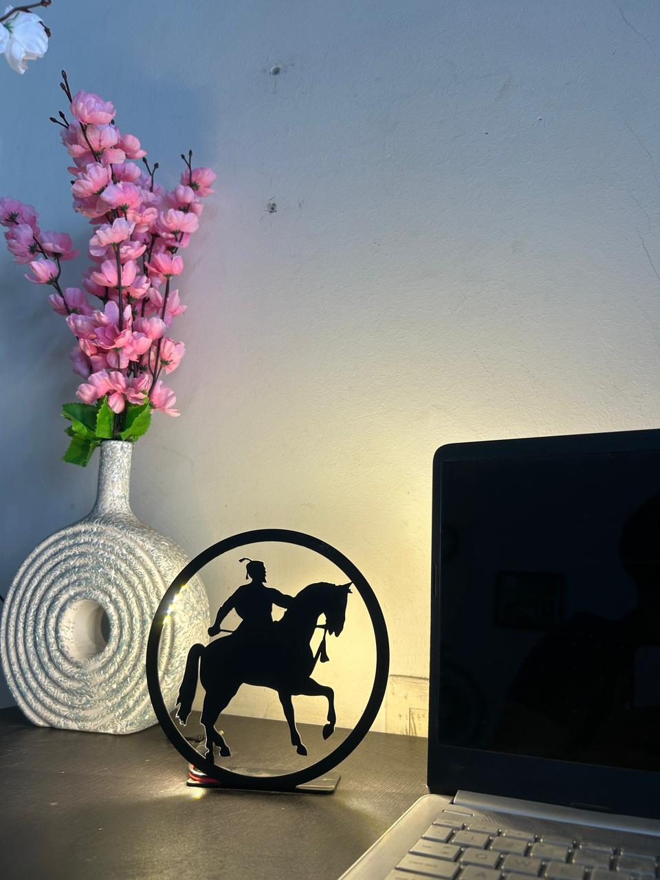 Chhatrapati Shivaji Maharaj Metal Decorative Stand | Black Iron Royal Art Showpiece