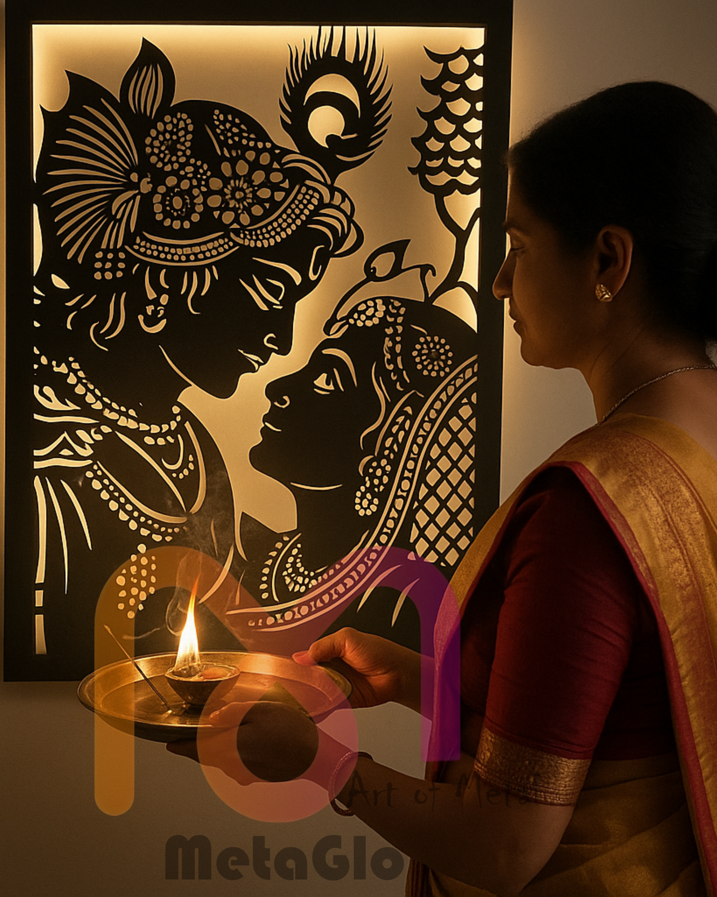 Radha Krishna Metal Wall Art