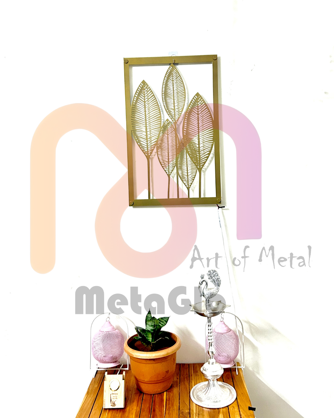 Modern Metal Leaf Wall Art Frame