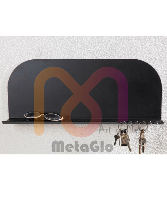 Wall-Mounted White Metal Key Holder with Shelf