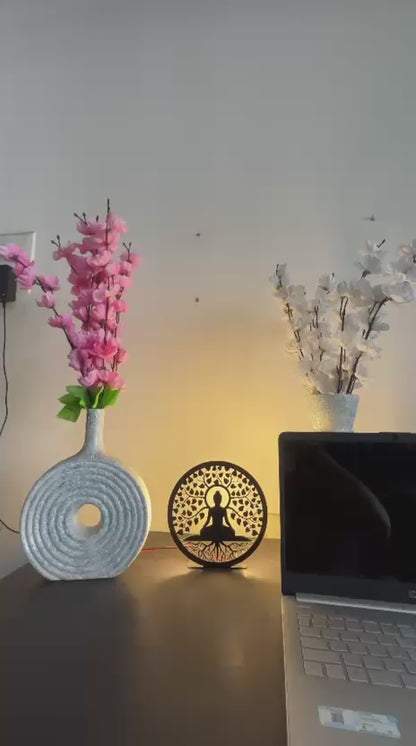 Meditation Tree Metal LED Table Lamp | Spiritual Home Decor
