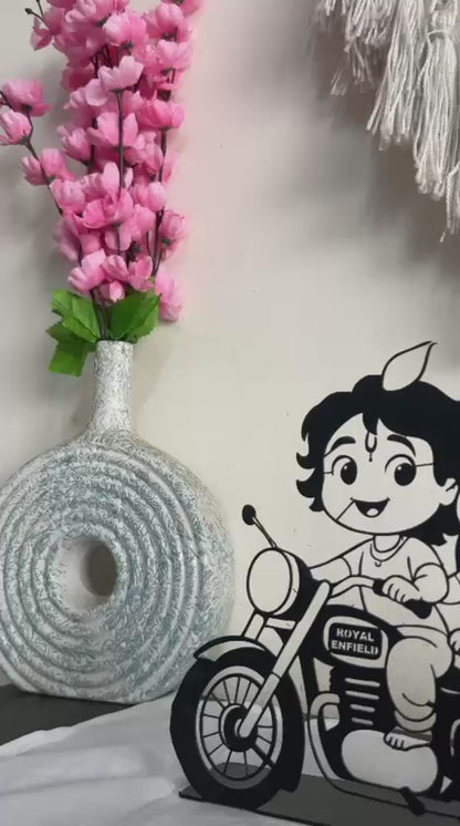 Radha Krishna Metal Bike Table Decor | Spiritual Home Decor